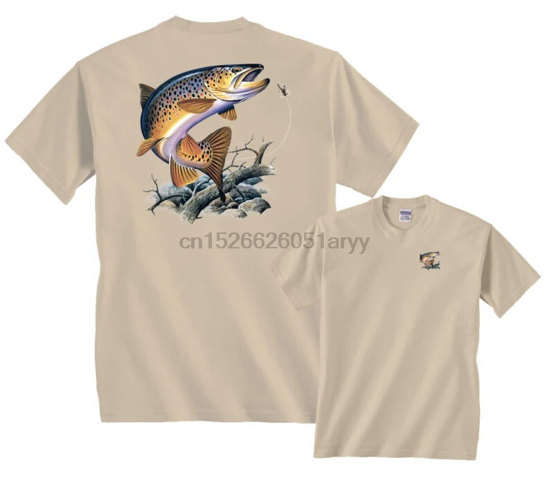 Коричневая майка с надписью Trout |