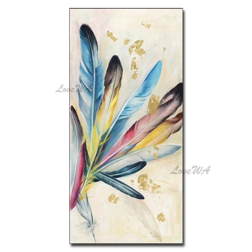 

Pure Handmade Colorful Feather Textured Oil Painting Art On Canvas Wall Decor Artwork Modern Home Decoration Free Shipping