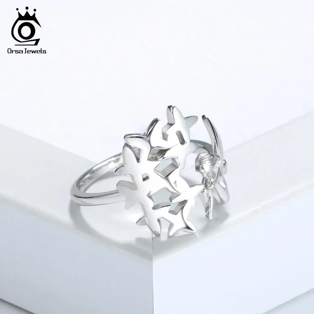 Женское регулируемое серебряное кольцо ORSA JEWELS в форме крыла эльфа серебро 925