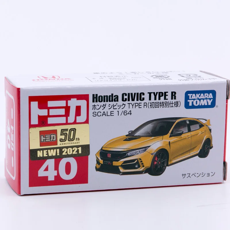 

Takara Tomy Tomica No. 40 Honda Civic TYPE R 1st Special Edition Yellow Scale 1/64 Diecast Car Model #040 with New Lable