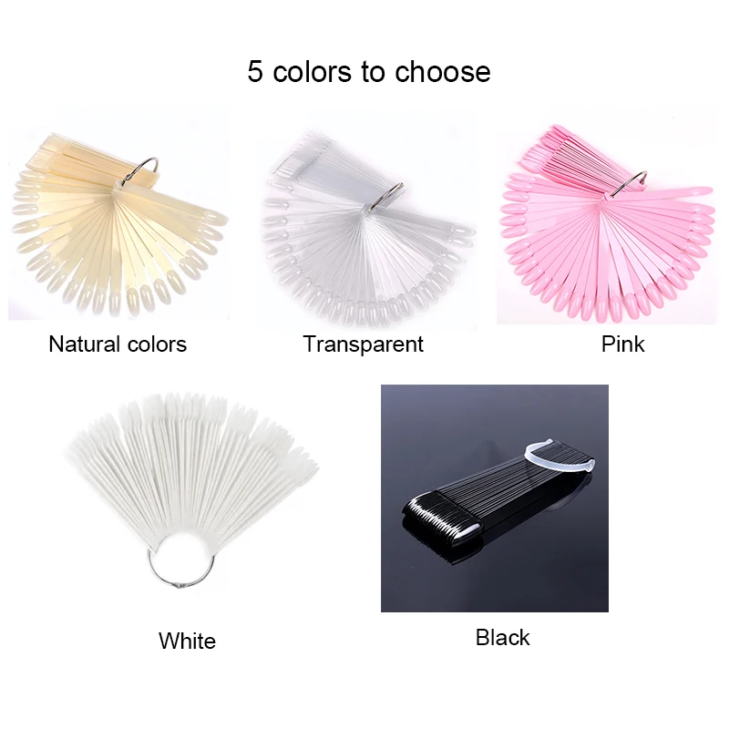 

50pcs Nail Fan Color Card Round Head Nail Clip Nail Art Display Color Card Nail Polish Color Card Nail Art Color Card