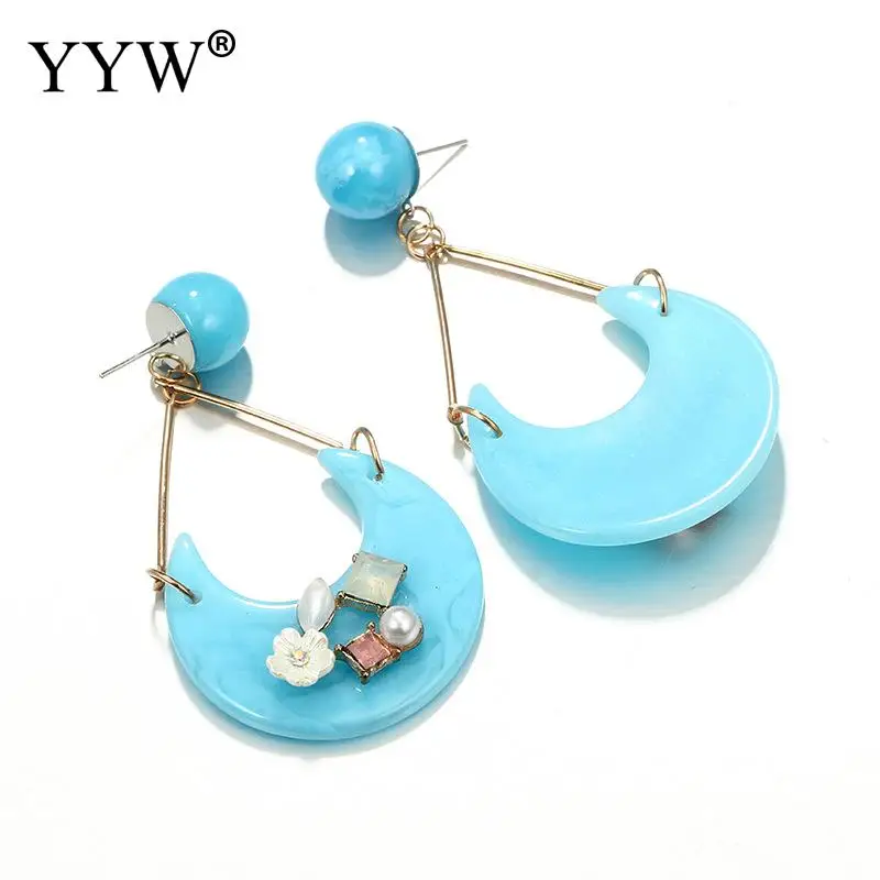 Женские Висячие серьги синие/коричневые/желтые висячие эффектные женские