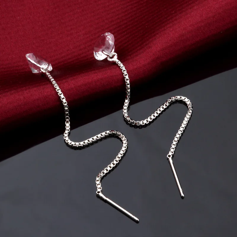 Женская Длинная кисточка сережка ювелирное изделие из фианита в форме пластины