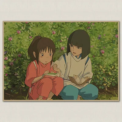 

Hayao Miyazaki Spirited Away Painting Maid Vintage Kraft Paper Movie Poster Home Decoration Garage Wall Decor Art Retro Prints