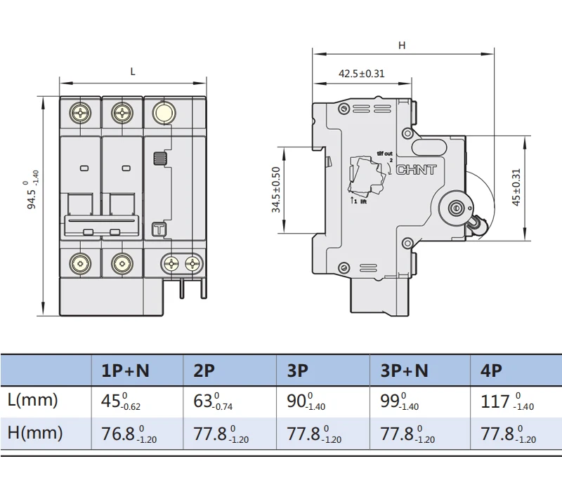 CHINT AC 230/400V NXBLE-32 4P устройство остаточного тока C 6 10 16 20 25 32A Тип C защита от перегрузки защита от короткого замыкания