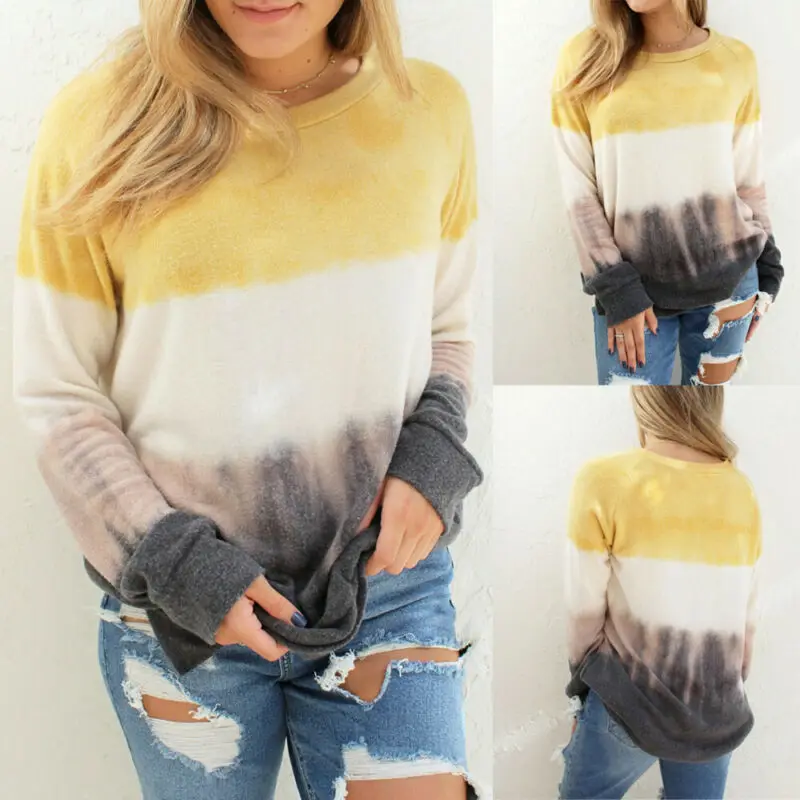 Новая женская разноцветная Толстовка с длинным рукавом и градиентным принтом в