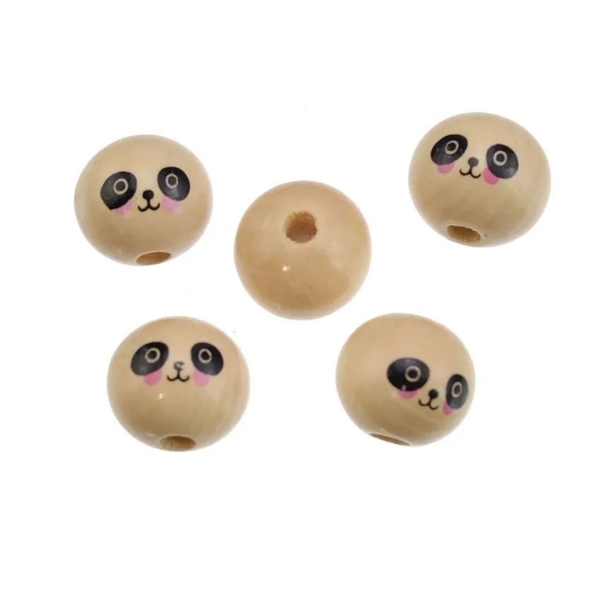 20/50PCs Smiling Face Wooden Beads Spacer For Baby DIY Crafts Kids Toys Beading Bead Jewelry Making | Украшения и аксессуары