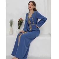 middle east saudi arabic evening dress 2022 plus size dubai muslim prom dresses long sleeve v neck abaya party robes de soir%c3%a9e