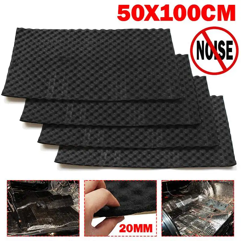

3X 50*100cm 20mm Car Sound Hot Deadener Mat Noise Proof Bonnet Insulation Deadening Hood Engine Heat Foam Cotton Sticker