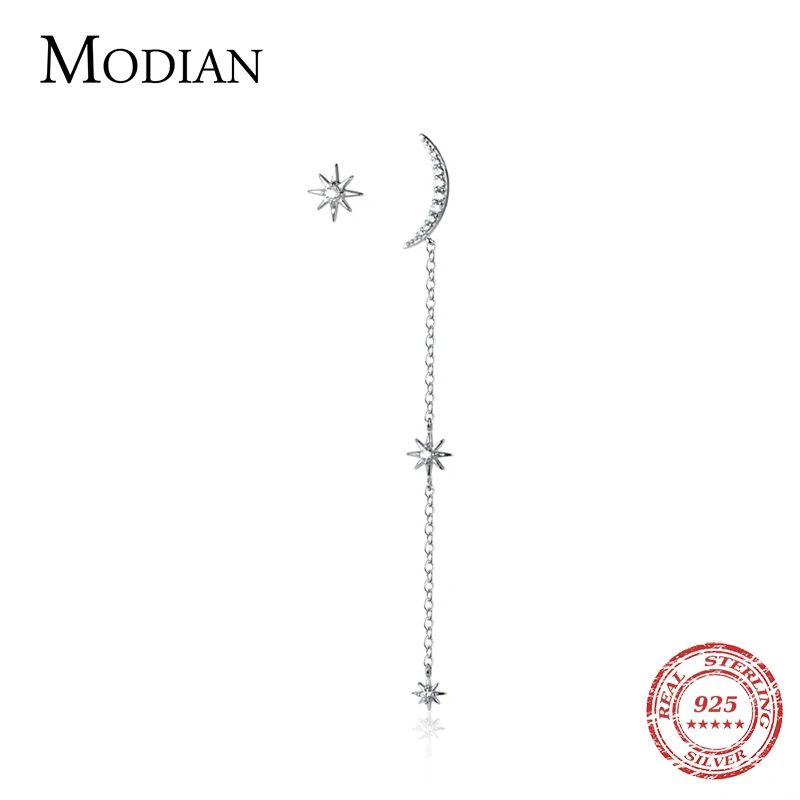 

MODIAN Gold Color Star Moon Asymmetry Drop Earring for Women Gift 925 Sterling Silver Dangle Earring Fine Jewelry 2020 Popular