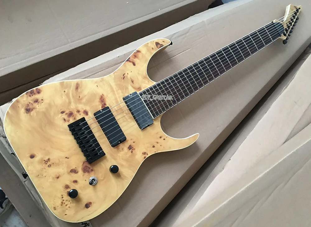 Электрическая гитара с натуральным шейным сквозным корпусом 8 струн 24 ладами