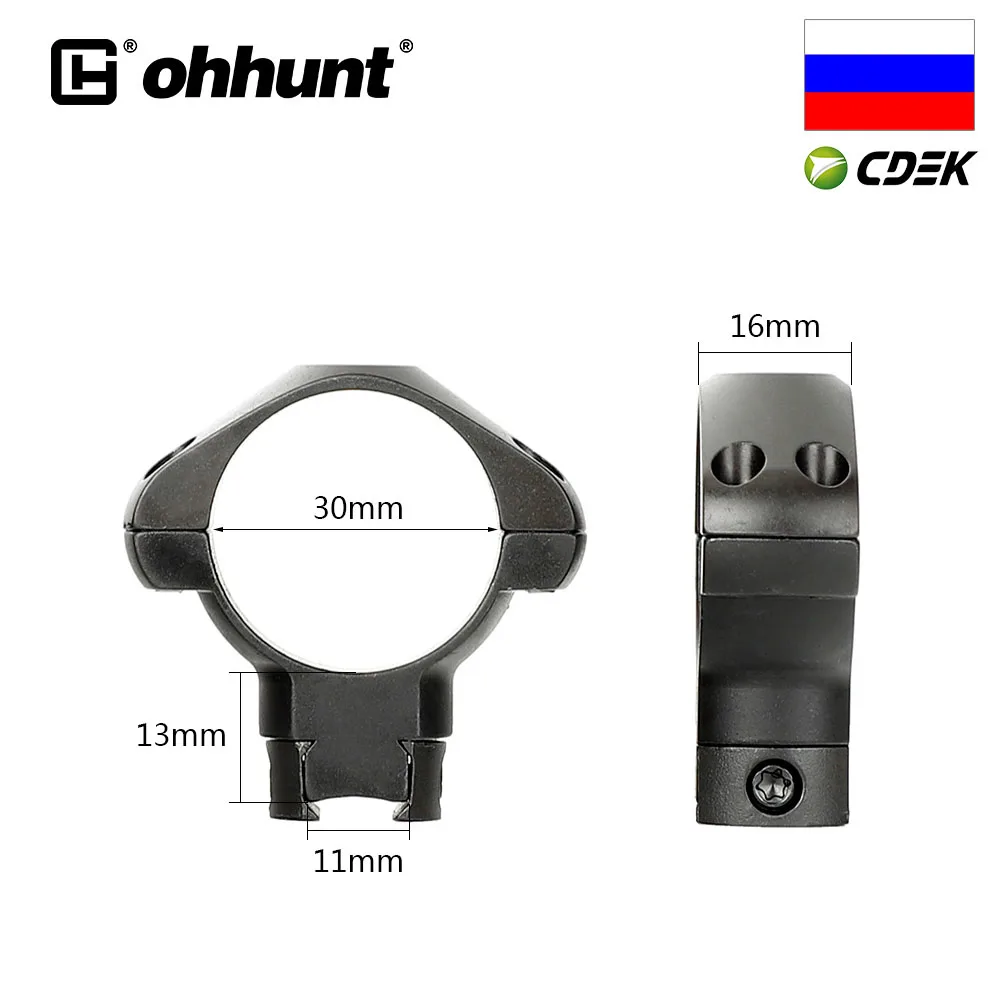 

ohhunt 2PCs Tactical Steel Base Rings 30mm Tube 11mm Dovetail Rail Low High Medium Profile Scope Mount for Hunting Riflescope