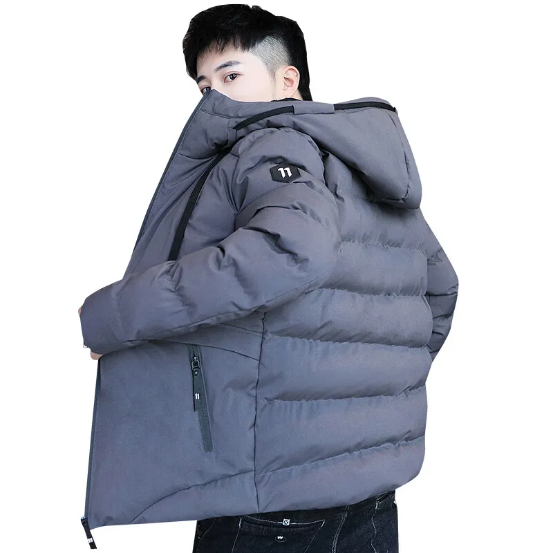 

Мужская зимняя куртка с капюшоном, с воротником-стойкой