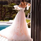 Винтажное свадебное платье в стиле бохо, розовое кружевное платье с отстегивающимся рукавом, 2021