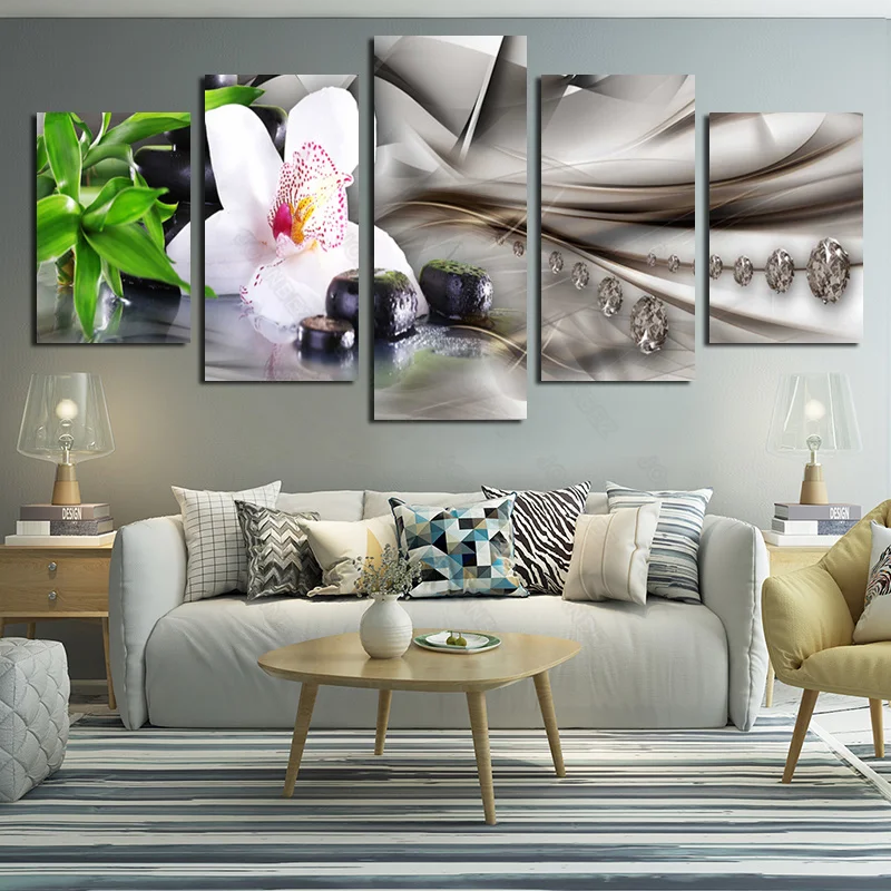 

Modern Style Canvas Painting Fresh and Fresh Leaves and Flower Pattern Background Living Room Furniture Wall Decoration Art