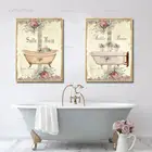 Картины для украшения ванной комнаты, винтажные постеры с изображением потертой мелкой стены, холста