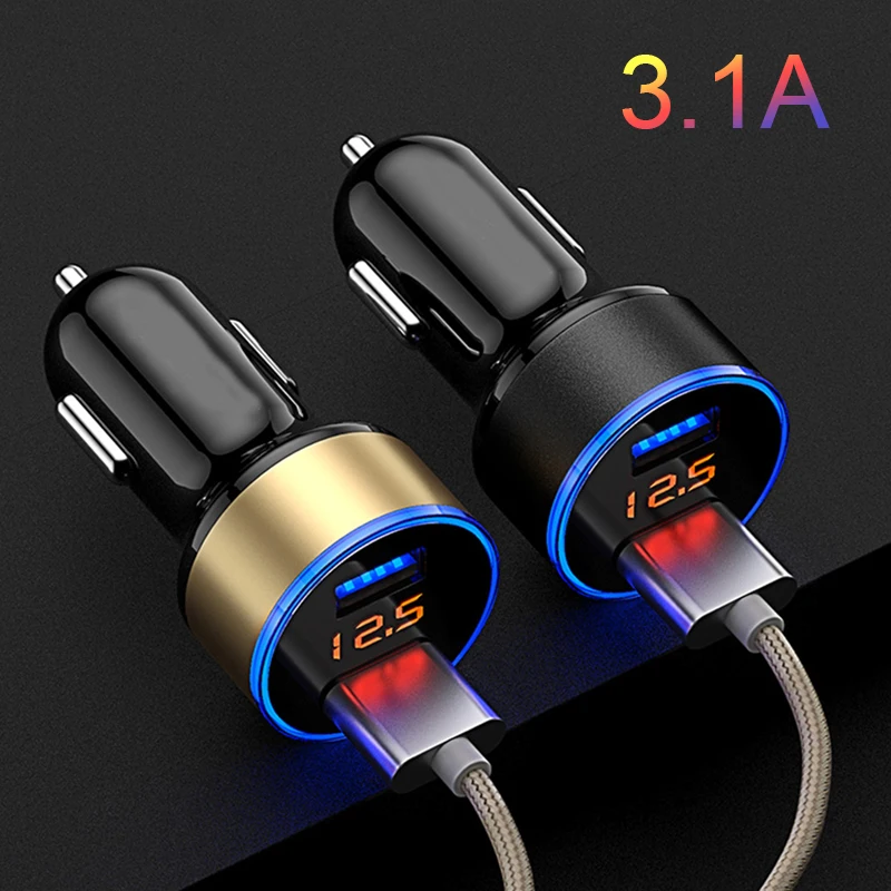 

Car Car Charger with LED Display Universal Car Mobile Phone Charger Mobile Phone Charger 3.1A Dual USB Car Charger Auto Charger