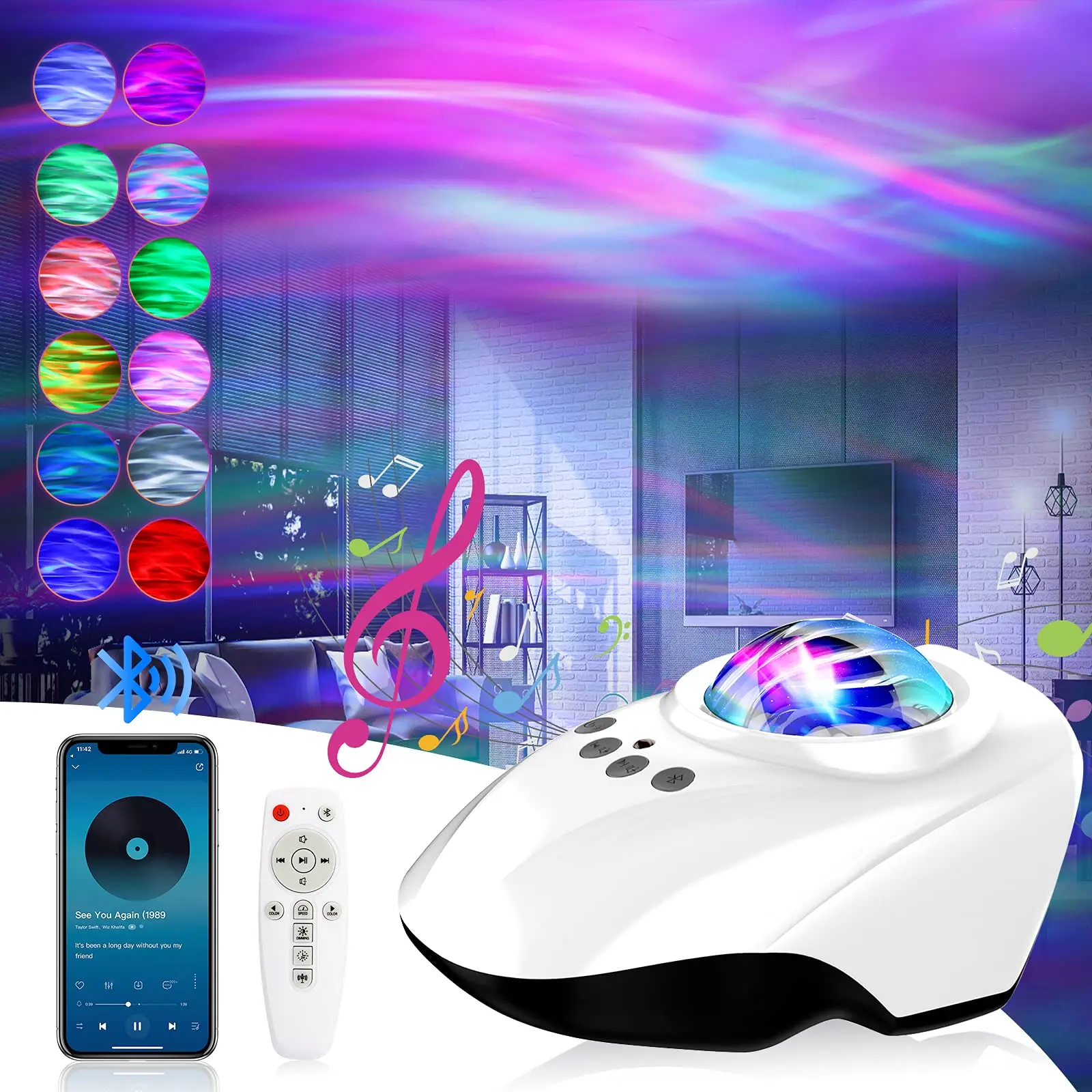 

Laser Galaxy Starry Sky Projector North Night Light Led Colorful Nebula Cloud Aurora Light Bedroom Beside Lamp Christmas Gifts