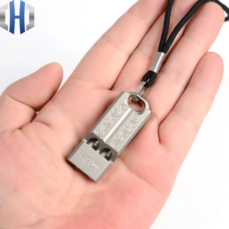 Титановый EDC свисток легкий портативный свисток для выживания на природе оборудование для кемпинга высокочастотный шнур двойной трубки свисток