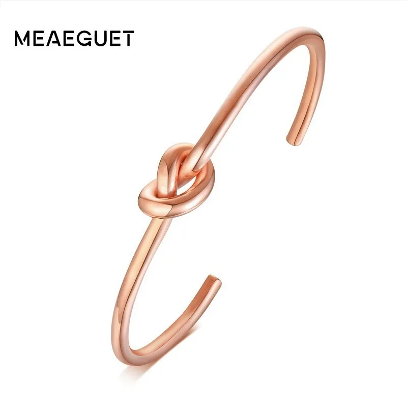 Женский браслет с узлом из нержавеющей стали розовым золотым