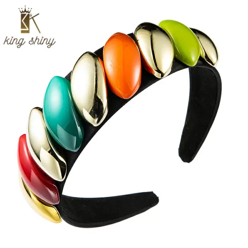 

Personality Multi Color Resin Beaded Headnband for Woman Vintage Plastic Accessory Hairband Girls Party Headwear Hair Accessory