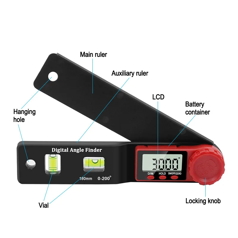 Цифровой транспортир угломер электронный уровень уклономер 360 градусов без