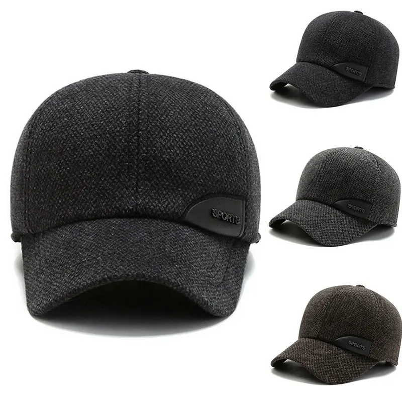 

Middle-aged And Elderly Baseball Cap Thickened Peaked Cap Winter Baseball Cap Men Thicken Warm Hats with Earflaps Warm Old Hat