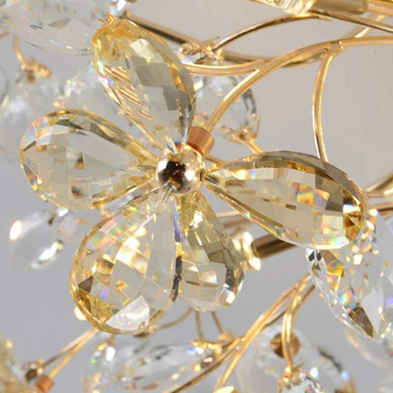 Современная светодиодная потолочная люстра из хрустального стекла с цветами