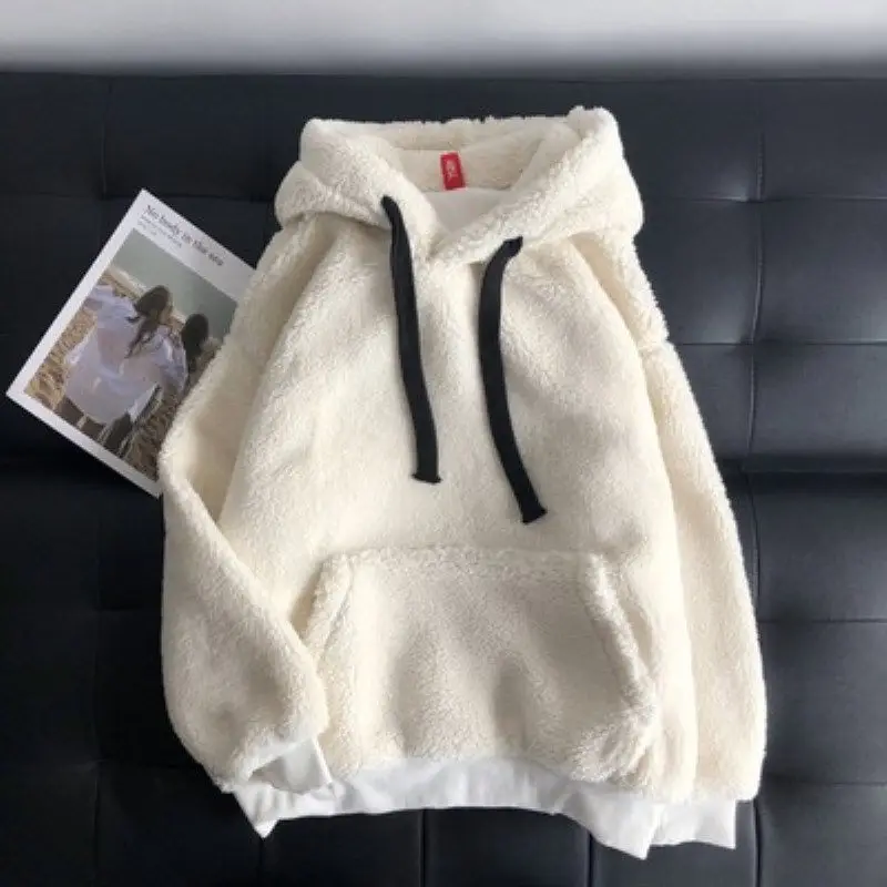 

Oversize Lamb Velvet Winter Clothes Women Sweatshirt Korean Style Super Warm Hooded Loose Tops Long Sleeve Harajuku Hoodie