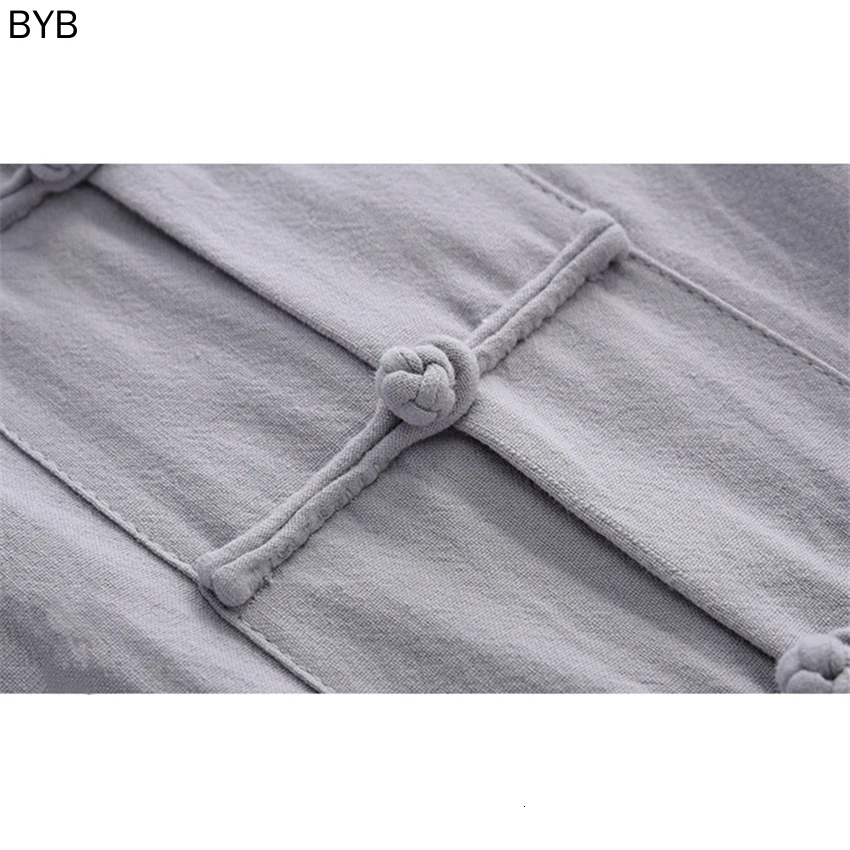 Китайский традиционный комплект одежды мужская летняя льняная рубашка с пряжкой