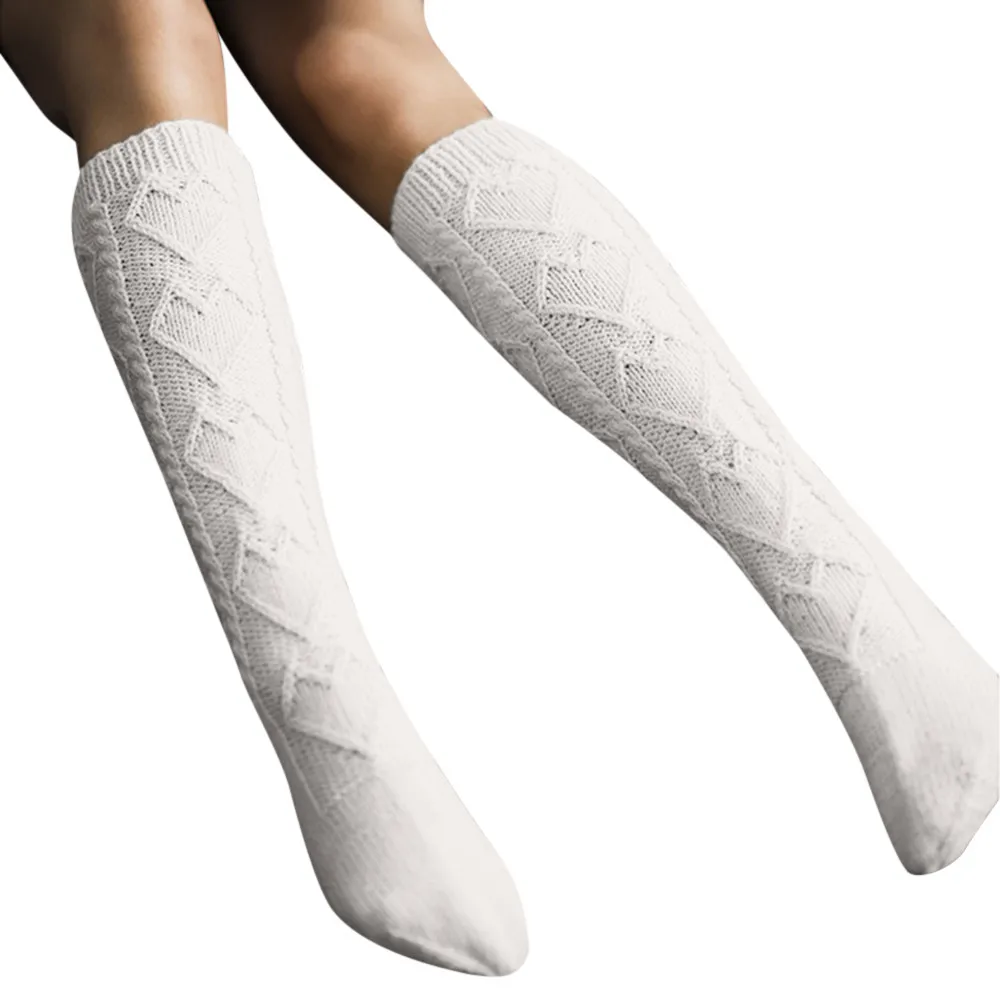 V 1 пара, модные женские зимние теплые гольфы с рождественским принтом, вязаные носки выше колена, забавные носки - Цвет: V