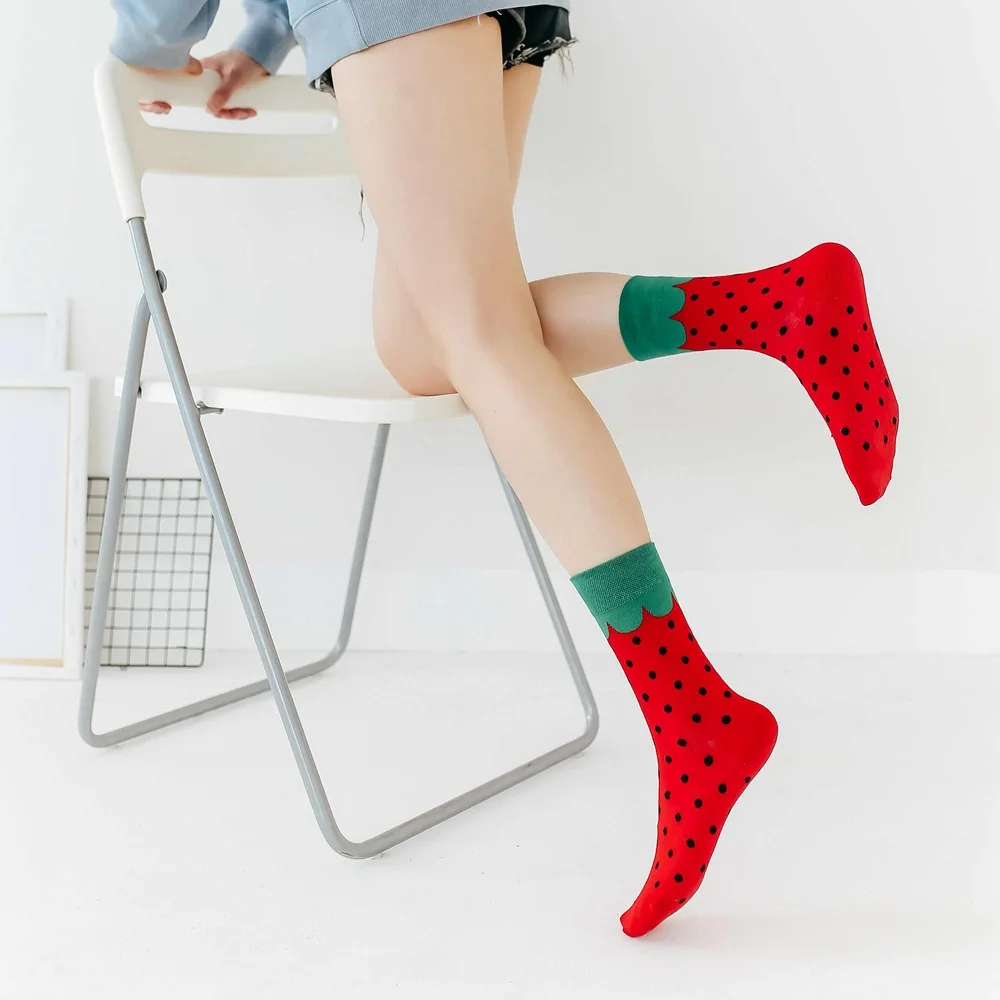 Женские носки Забавные милые Мультяшные с фруктами бананами авокадо лимоном