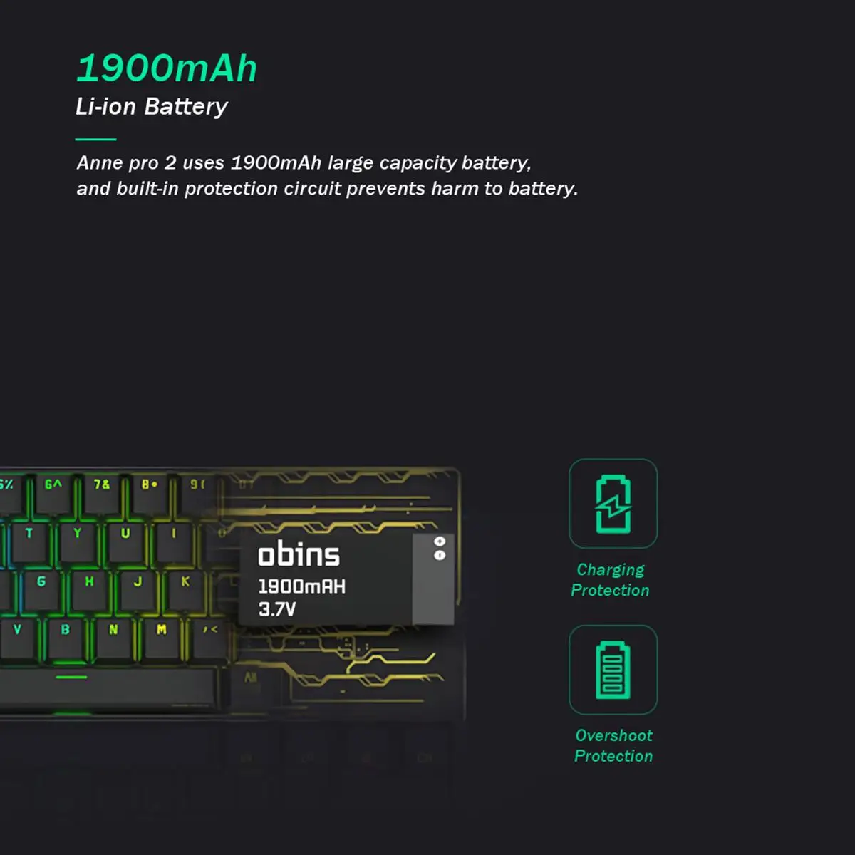 Миниатюрная Механическая игровая клавиатура Anne Pro 2 Pro2 NKRO bluetooth 5.0 Type-C RGB 60% Cherry Gateron