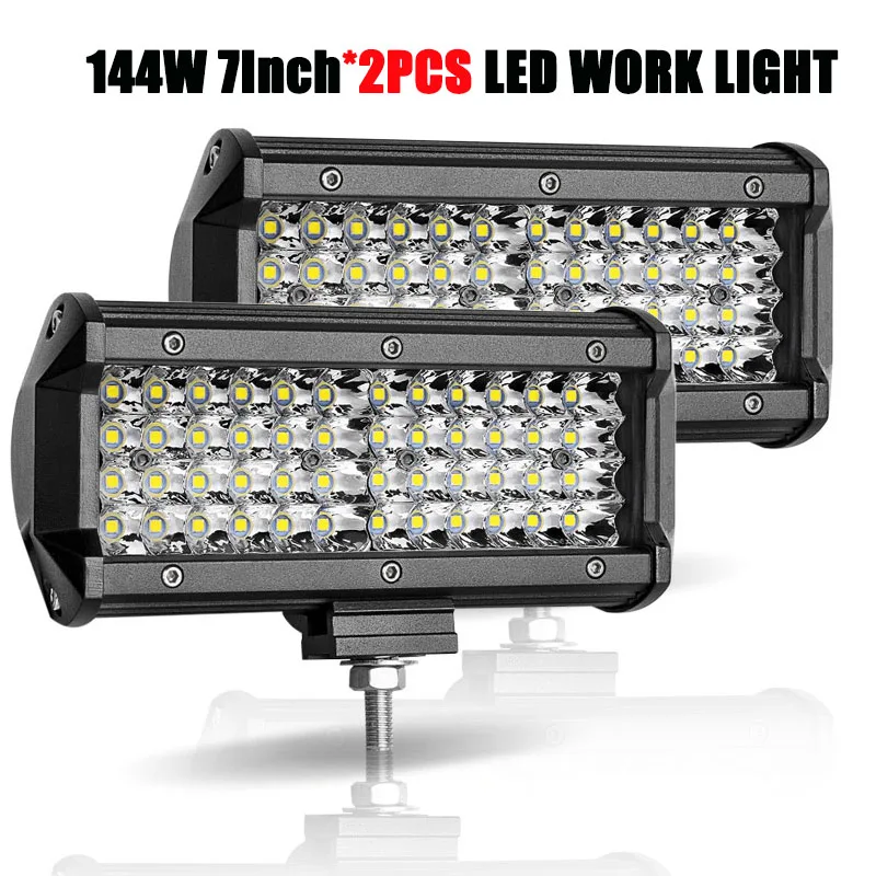 2PCS 144W 7 inch 2 шт. светодиодный брусок для внедорожников 18-240W 4-12 дюймов светодиодный светильник бар светодиодный рабочий Светильник Автомобиля Трактор Лодка 4x4 грузовик внедорожник ATV дальнего света 12V 24V - Цвет: 2PCS 144W 7 inch