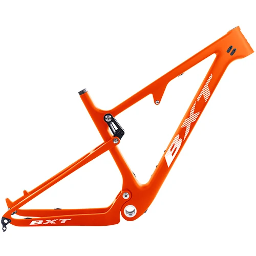 BXT full orange BXT New Full Suspension Carbon Mountain 29er MTB Bike Frame BSA 142X12mm 148*12mm Suspension Frame Travel 100mm Free Shipping - Цвет: BXT full orange