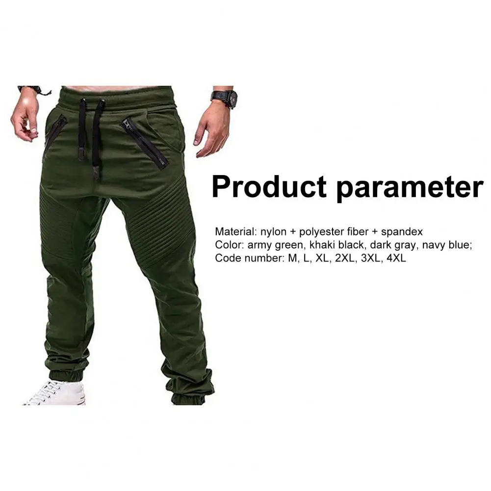

Men Fashion Drawstring Zip Strips Pockets Ankle Tied Long Pants Sports Trousers Cylinder Active Pants Gym Workout Jogging