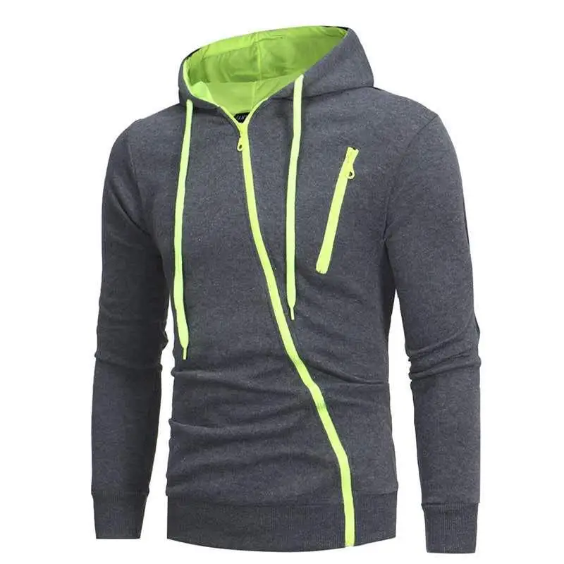 

Popular 2021 Winter New Features Oblique Zipper Men's Casual Slim Fit Hooded Cardigan Sweater