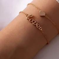 ywzixln 2020 boho engraved geometry chain heart love letter pendant bracelet accessories best gift for women wholesale b026