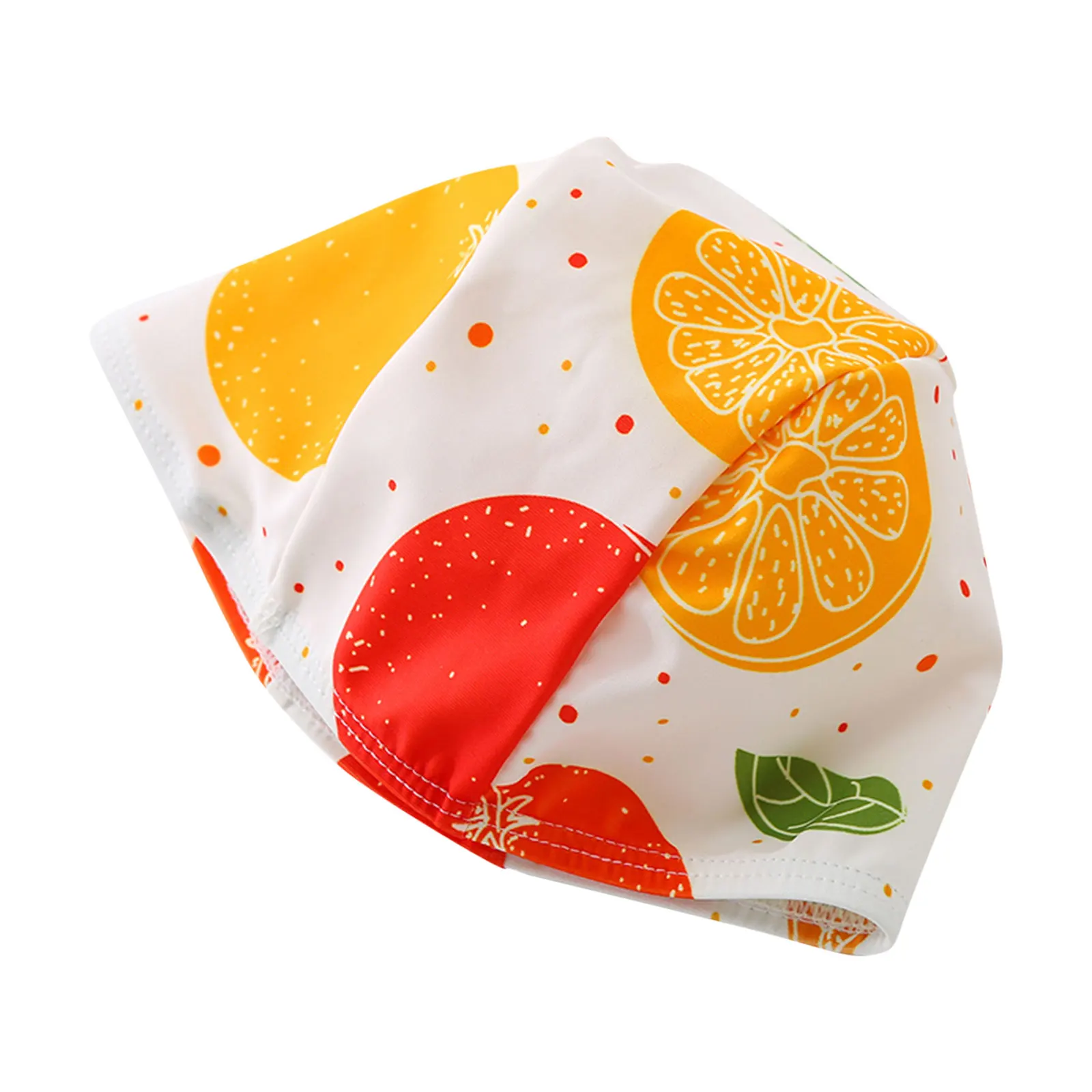 

2021 New Summer 2-8Y Baby Girl Boy Beach 2Pcs Set Fresh Orange Print Half Sleeve Back Zipper Playsuit+Cap Swimsuit Clothes