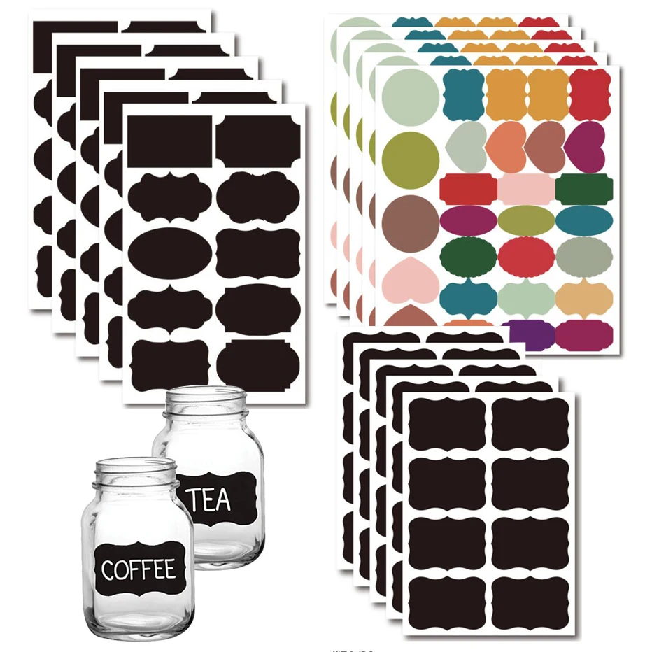 Красочные наклейки в виде доски для написания мелом с круглыми прямоугольник