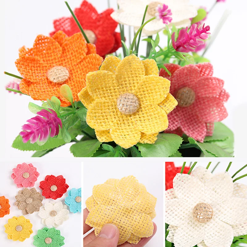 1/2/3 шт. Цветные джутовые розы из мешковины искусственные цветы для рукоделия