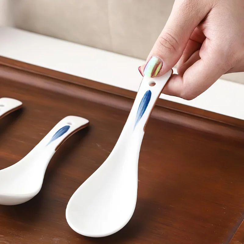 

1Pcs Spoon Ceramic Japanese Underglaze Dinner Soup Dipper Utensil Ladle Tableware Scoop Dinnerware Cutlery Home Kitchen Supplies