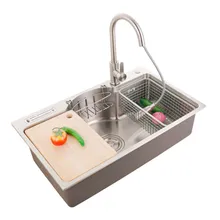 Single-sink Multi-functional Washbasin Kitchen Sinks 304 Stainless Steel Single-basin Large Single-slot 78x48cm