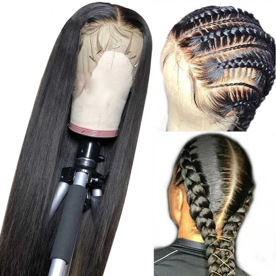 Прямой парик на сетке без клея 360 спереди предварительно выщипанные натуральные