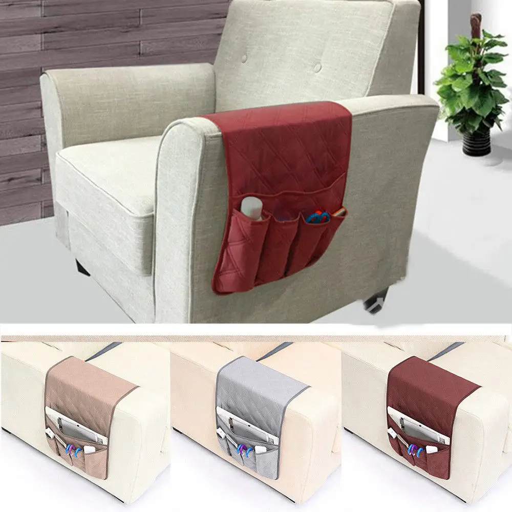 

Four Pockets Chair Couch Mobile Phones Magazine Sundries Organizer Sofa Arm Rest TV Remote Control Storage Bag