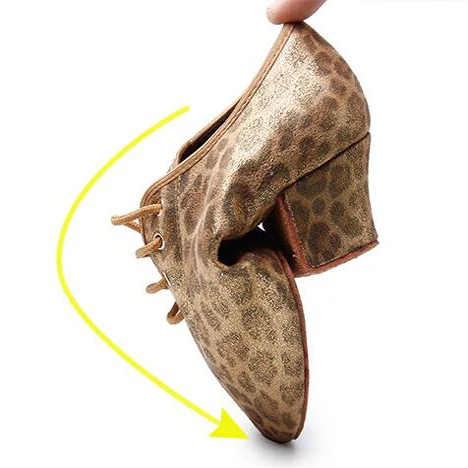 Женские туфли для латиноамериканских танцев сатиновые с леопардовым принтом