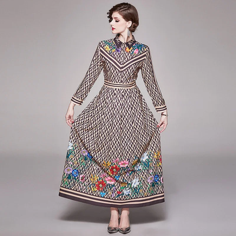 Женское модельное платье с длинным рукавом дизайнерское Повседневное большого