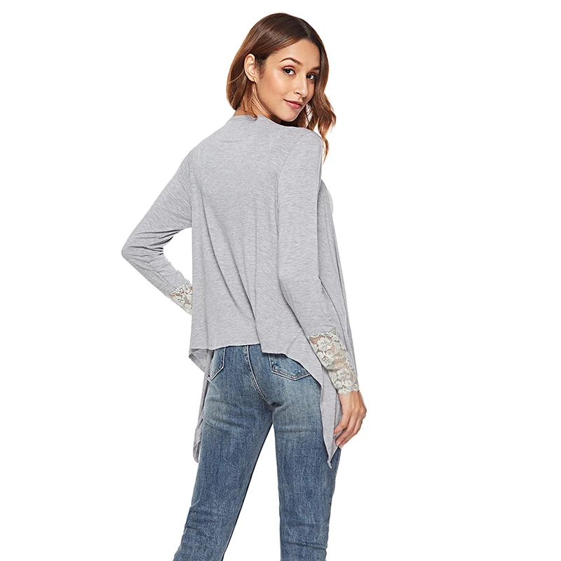 

2021 New Women Fashion Modal Top Thin Blouse Long Sleeve Summer Cardigan Sweater Coat Big Size Lace Sleeve Plus Size