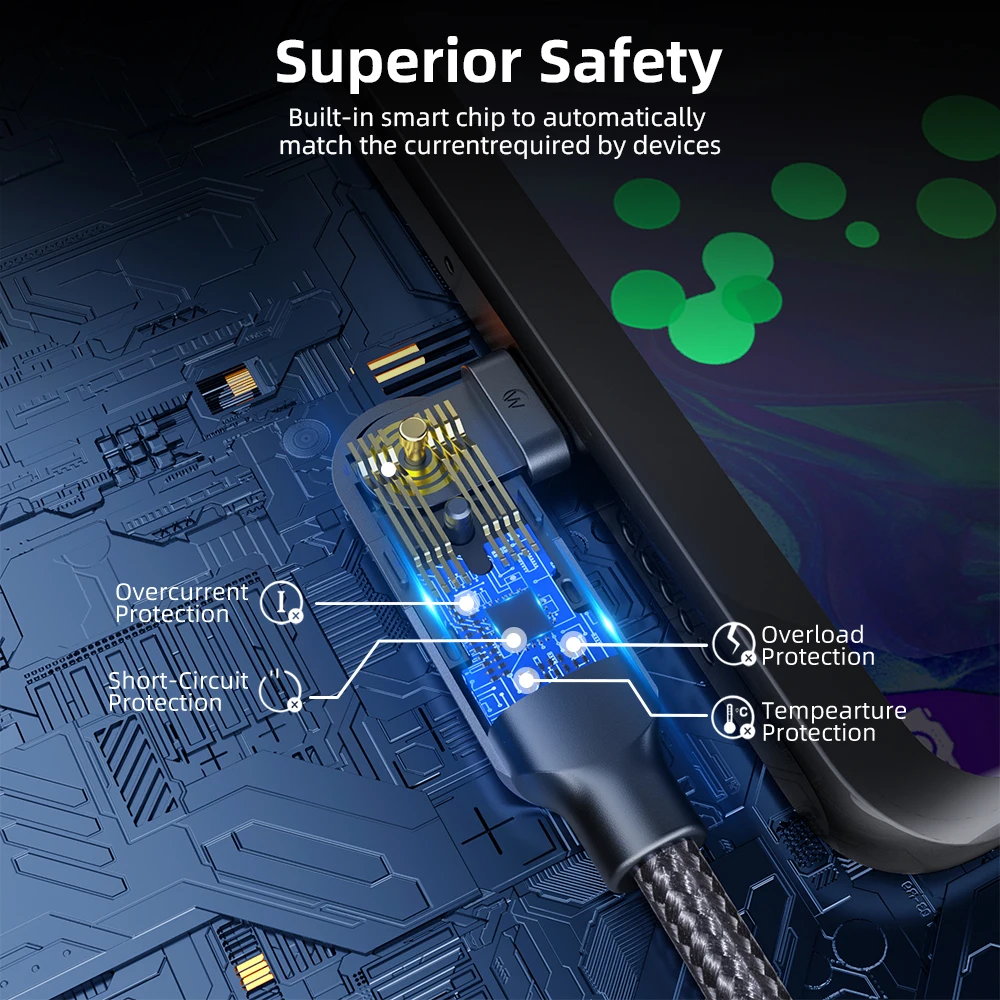 FONKEN вращающийся на 180 градусов кабель Mciro USB 3A для быстрой зарядки светодиодный