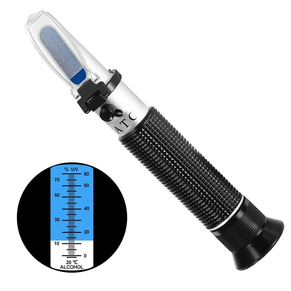 

Newest Portable Hand Held 0-80% Alcohol refractometer ATC spirits tester Alcoholo meter with Automatic Temperature Compensation